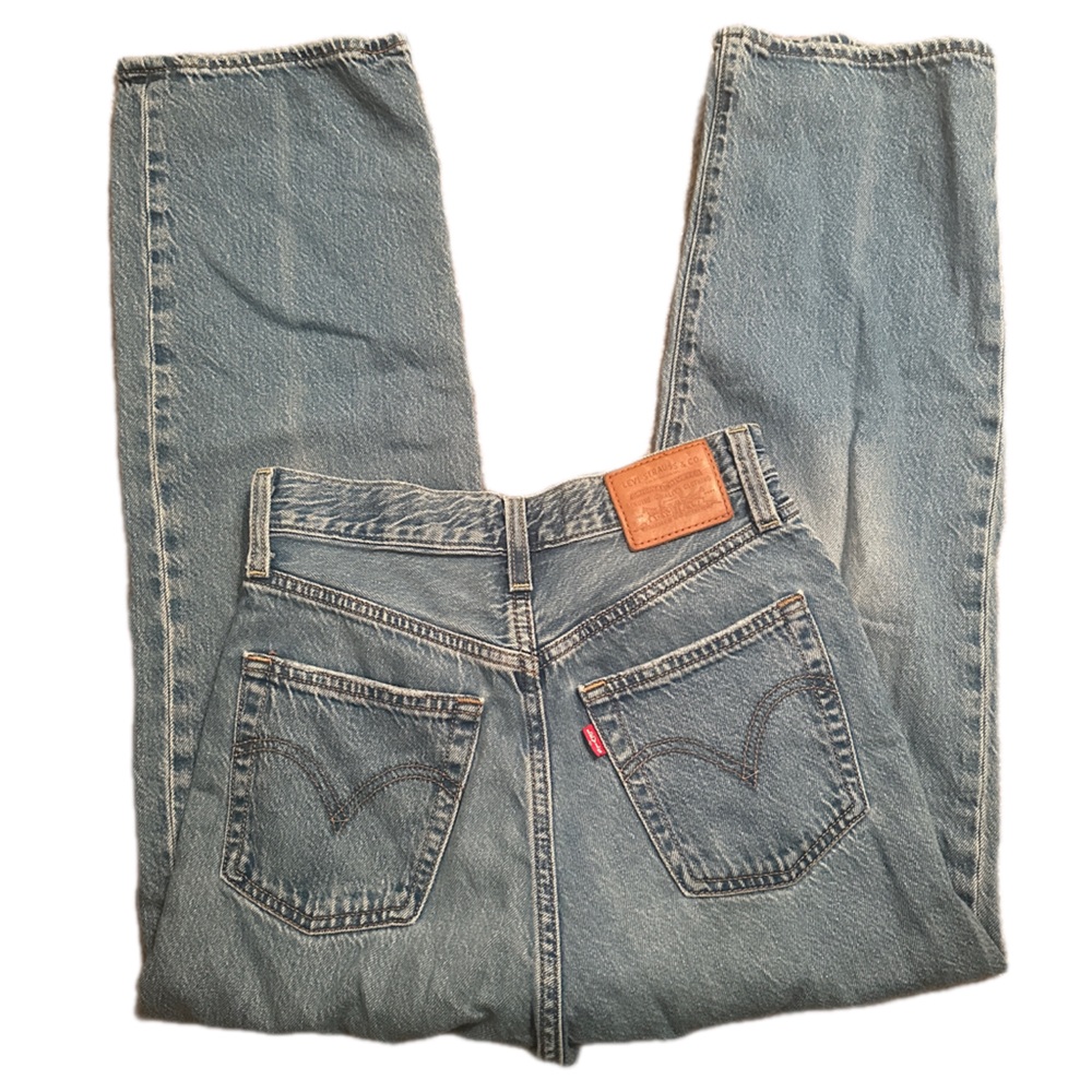 Levi's Light Blue Men's Straight Jeans with Leather Waist Patch
